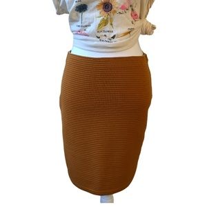Luvalot Mustard Yellow Ribbed Pencil Skirt